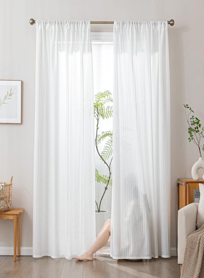 SLEEP ZONE Non-See-Through White Sheer Curtain, Thermal Insulated Sheer Curtains 63 inch Length 2 Panels Set Light Filtering Window Drapes with Rod Pocket for Living Room Bedroom, 52W × 63L, White - Image 1